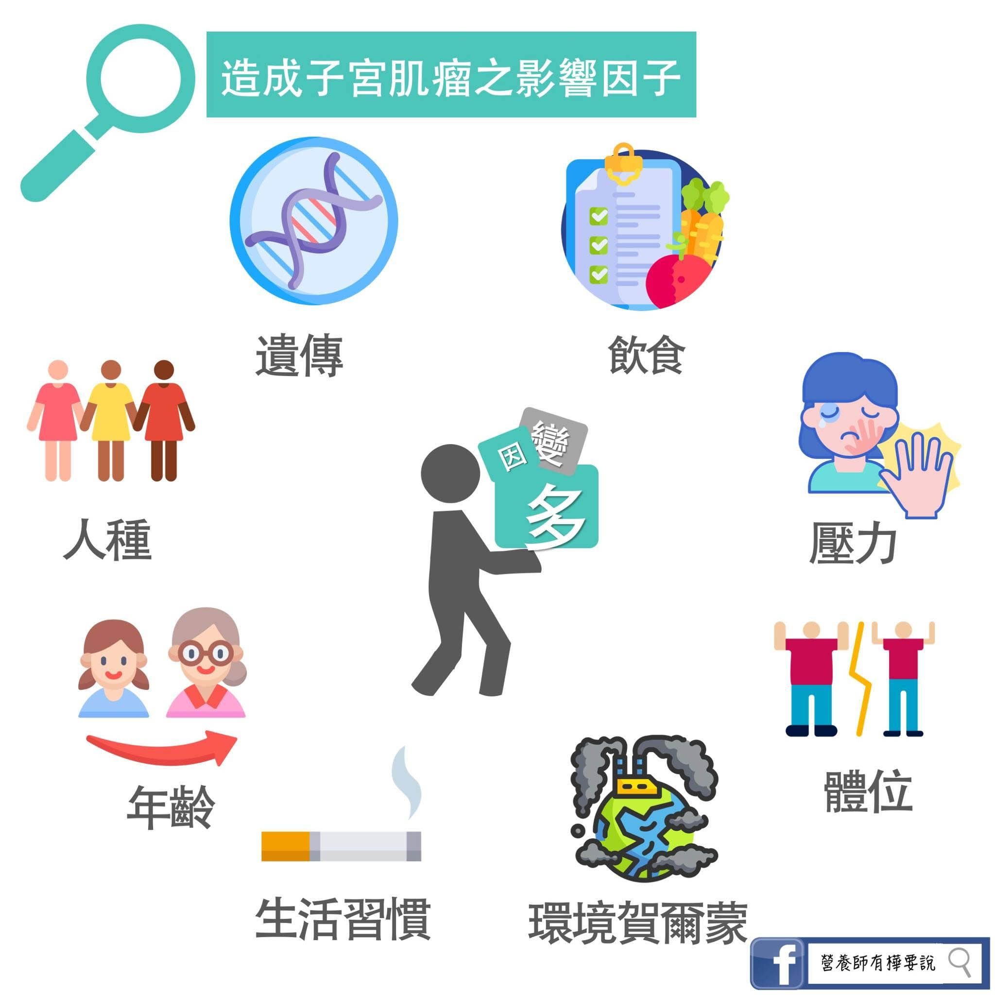 造成子宮肌瘤的影響因子。（圖／翻攝自簡鈺樺營養師臉書）