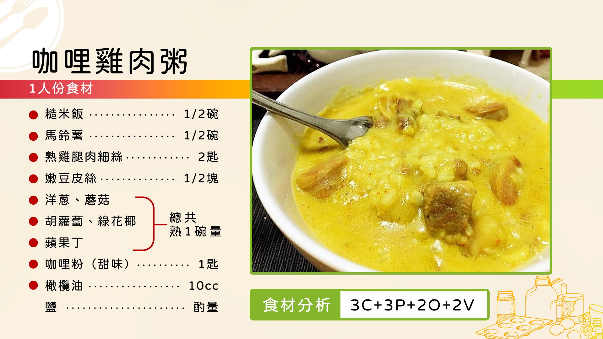 食譜-咖哩雞肉粥